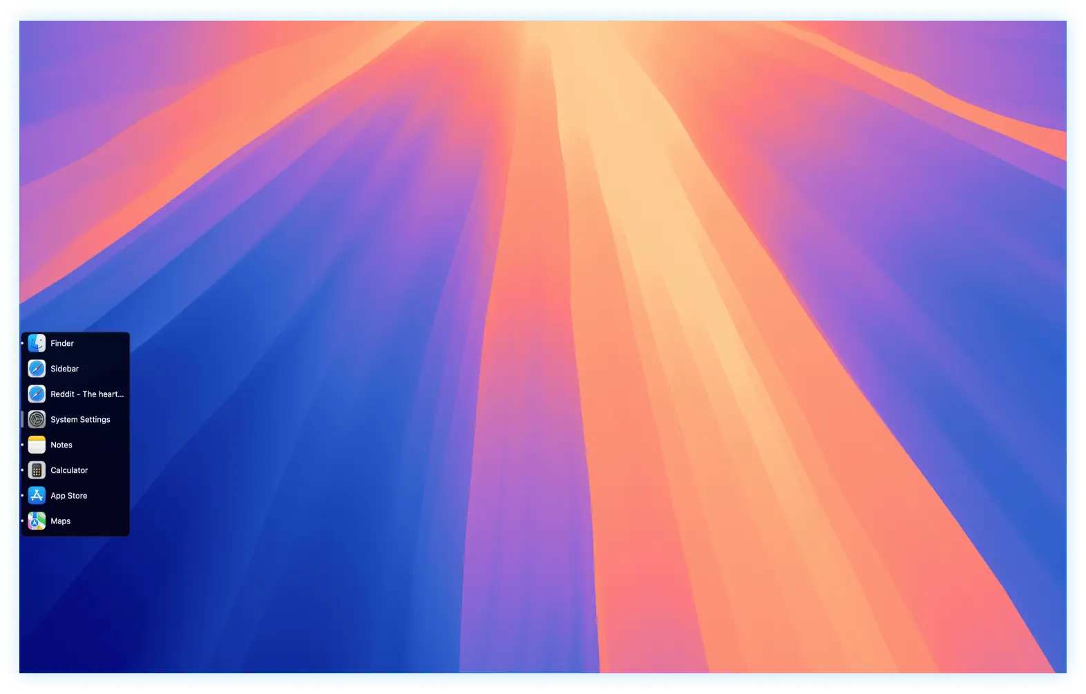 Sidebar in vertical list mode